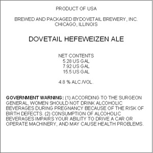 Dovetail Hefeweizen November 2017