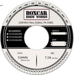 Boxcar Brew Works Wheat Beer Cohefe