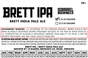 10 Barrel Brewing Co. Brett IPA December 2017