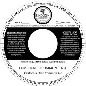 Lindgren Craft Brewery Complicated Common Sense