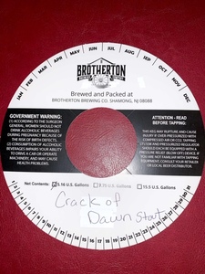 Brotherton Brewing Company Crack Of Dawn Stout February 2020