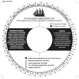 Tuckahoe Brewing Company Papercut Decapitation Sour Ale With Cherries January 2020