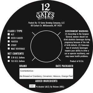 12 Gates Brewing Co. Crantankerous February 2020