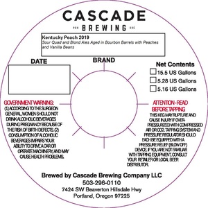 Cascade Brewing Kentucky Peach February 2020