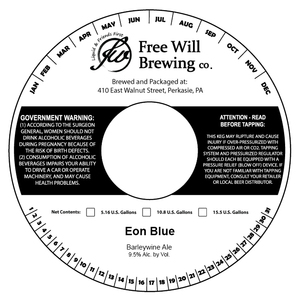 Free Will Brewing Co. Eon Blue February 2020