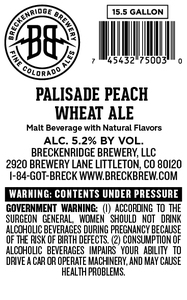 Breckenridge Brewery, LLC Palisade Peach Wheat Ale