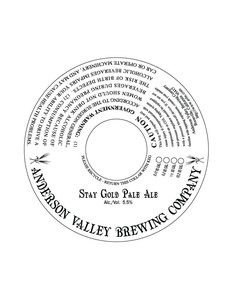Anderson Valley Brewing Company Stay Gold Pale Ale February 2020