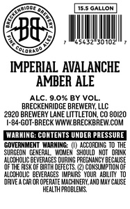 Breckenridge Brewery, LLC Imperial Avalanche Amber Ale