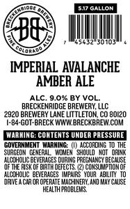 Breckenridge Brewery, LLC Imperial Avalanche Amber Ale