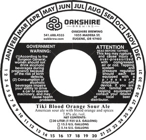 Oakshire Brewing Tiki Blood Orange Sour Ale February 2020