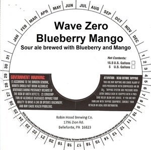 Robin Hood Brewing Co Wave Zero Blueberry Mango February 2020