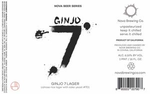 Nova Brewing Co Ginjo 7 Lager February 2020