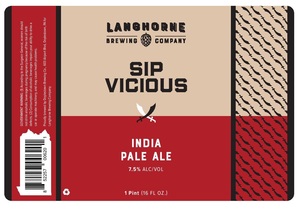 Langhorne Brewing Company Sip Vicious India Pale Ale March 2020