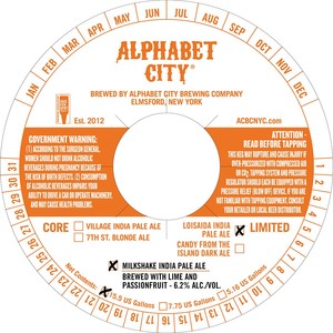 Alphabet City Brewing Company Milkshake India Pale Ale March 2020