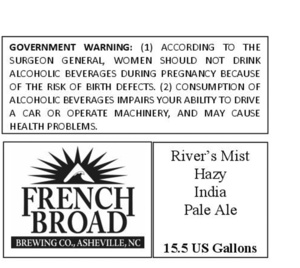 French Broad Brewing Co. River's Mist Hazy India Pale Ale March 2020