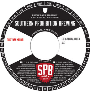 Southern Prohibition Brewing Toby Wan Kenobi March 2020
