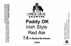 Cypress Grove Brewing Paddy Ok Irish Style Red Ale March 2020