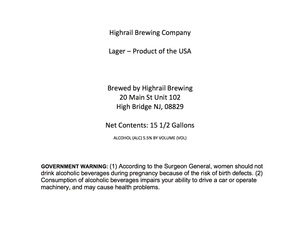 Highrail Brewing Company March 2020