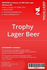Trophy Lager Beer March 2020