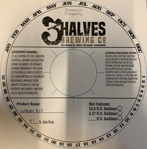 3 Halves Brewing Co Wheat Ale March 2020