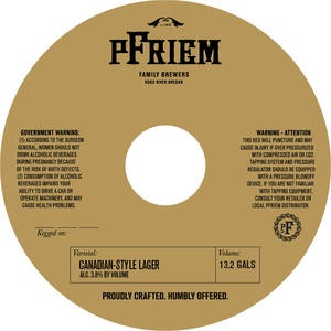Pfriem Family Brewers Canadian-style Lager