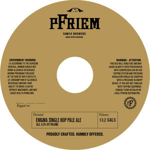 Pfriem Family Brewers Enigma Single Hop Pale Ale March 2020