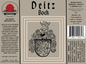 Big Barn Brewing Co Deitz Bock April 2020