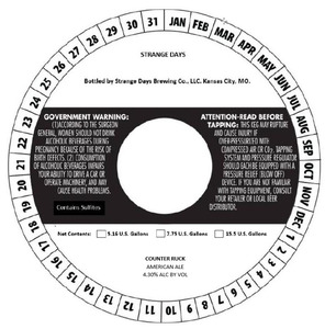 Strange Days Brewing Co. Counter Ruck American Ale April 2020