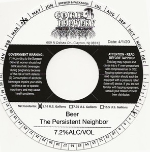 Core 3 Brewery The Persistent Neighbor April 2020