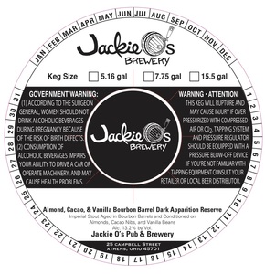 Jackie O's Almond, Cacao, & Vanilla Bourbon Barrel Dark Apparition Reserve April 2020