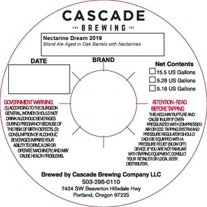 Cascade Brewing Nectarine Dream April 2020