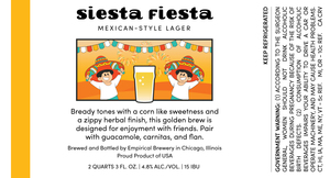 Empirical Brewery Siesta Fiesta Mexican Style Lager