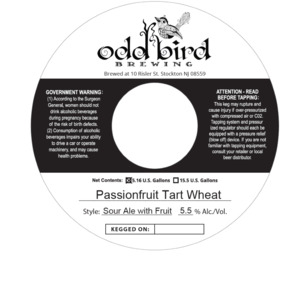 Odd Bird Brewing Passionfruit Tart Wheat April 2020