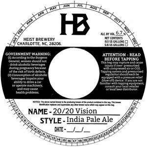 Heist Brewery 20/20 Vision