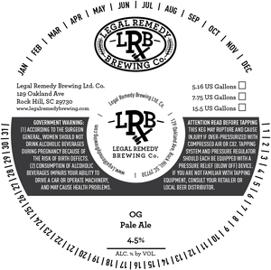 Legal Remedy Brewing Co. Og Pale Ale May 2020