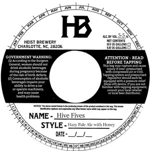 Heist Brewery Hive Fives May 2020