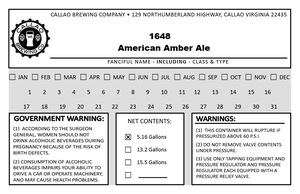 Callao Brewing Co. 1648 American Amber Ale May 2020