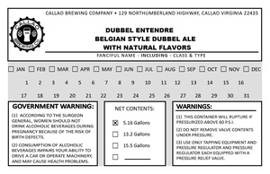 Callao Brewing Co. Dubbel Entendre Belgian Style Dubbel Ale With Natural Flavors May 2020