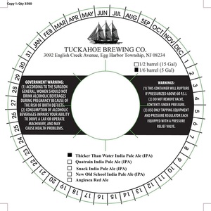 Tuckahoe Brewing Co Thicker Than Water India Pale Ale (ipa) May 2020