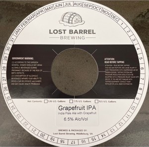Lost Barrel Brewing Grapefruit IPA March 2022