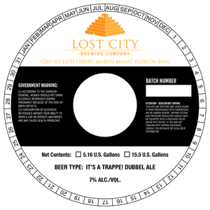 Lost City Brewing Company It's A Trappe! Dubbel Ale March 2022