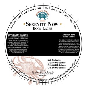 Dividing Creek Beer Co Serenity Now Bock Lager