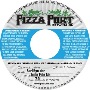 Pizza Port Brewing Co. Surf Rye-der March 2022