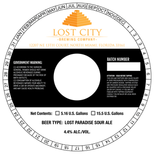 Lost City Brewing Company Lost Paradise Sour Ale March 2022