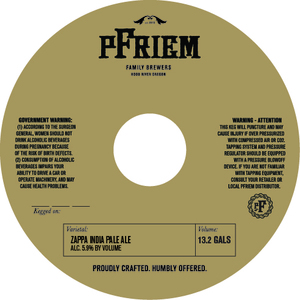Pfriem Family Brewers Zappa India Pale Ale March 2022