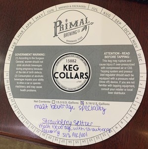 Primal Brewing Co Strawberry Seltzer March 2022