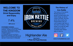 Iron Kettle Brewing Highlander Ale March 2022