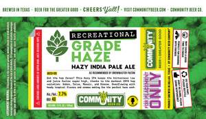 Community Beer Co. Recreational Grade Haze April 2022
