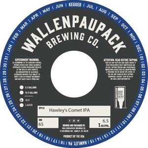 Wallenpaupack Brewing Co. Hawley's Comet IPA April 2022