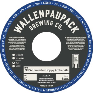 Wallenpaupack Brewing Co. Nepa Harvester Hoppy Amber Ale April 2022
